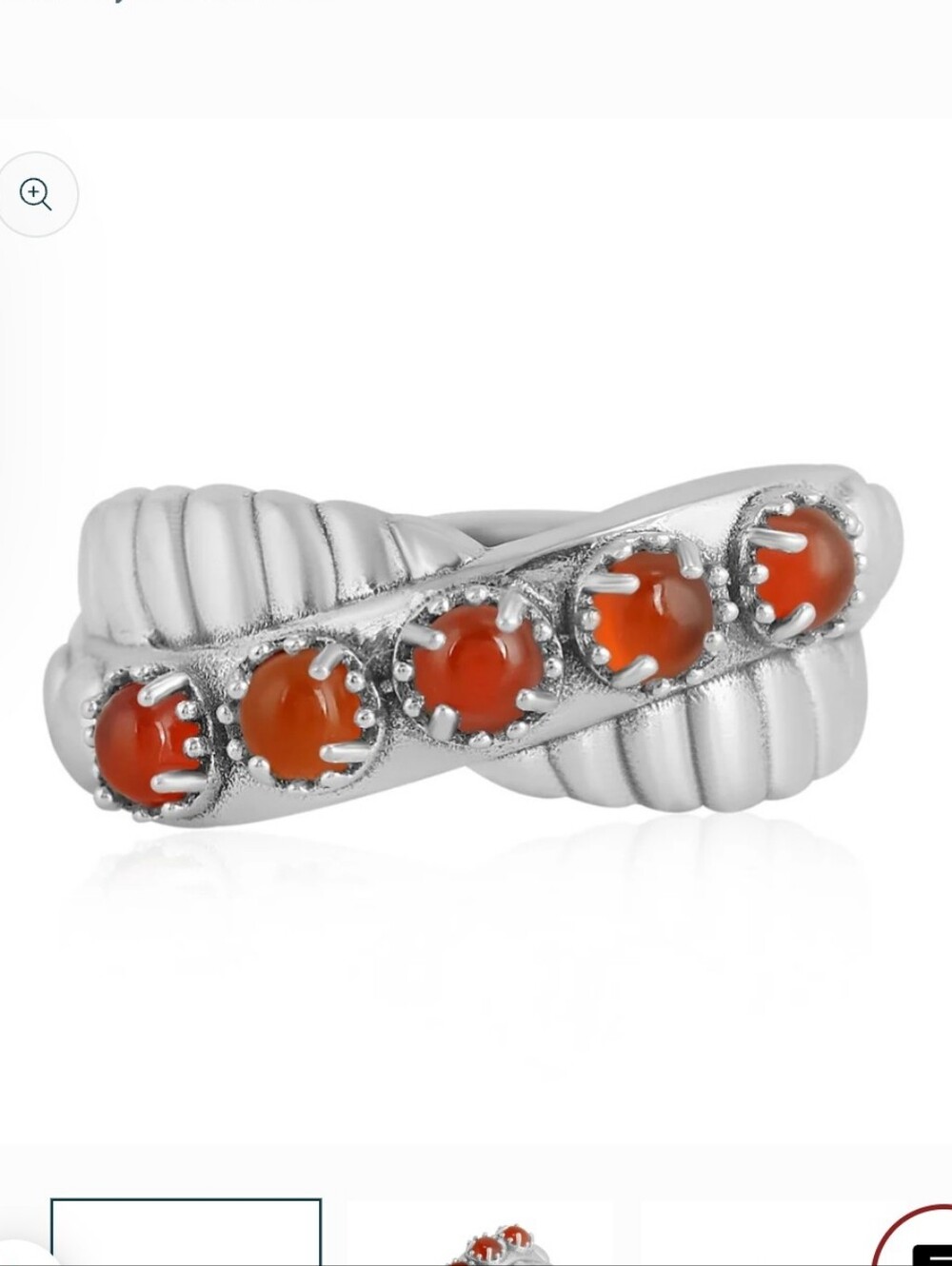 American West Sterling Silver Red Onyx Twist Band Ring